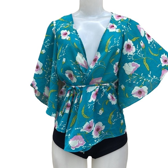 Self Esteem Tops - Self Esteem Floral Wrap Top Size S